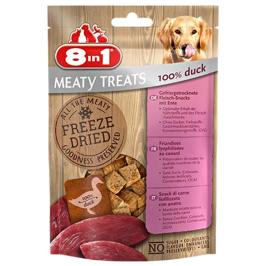8in1 Freeze Dried Meaty Treats 100 % Poitrine De Canard Pour Chien 50 G