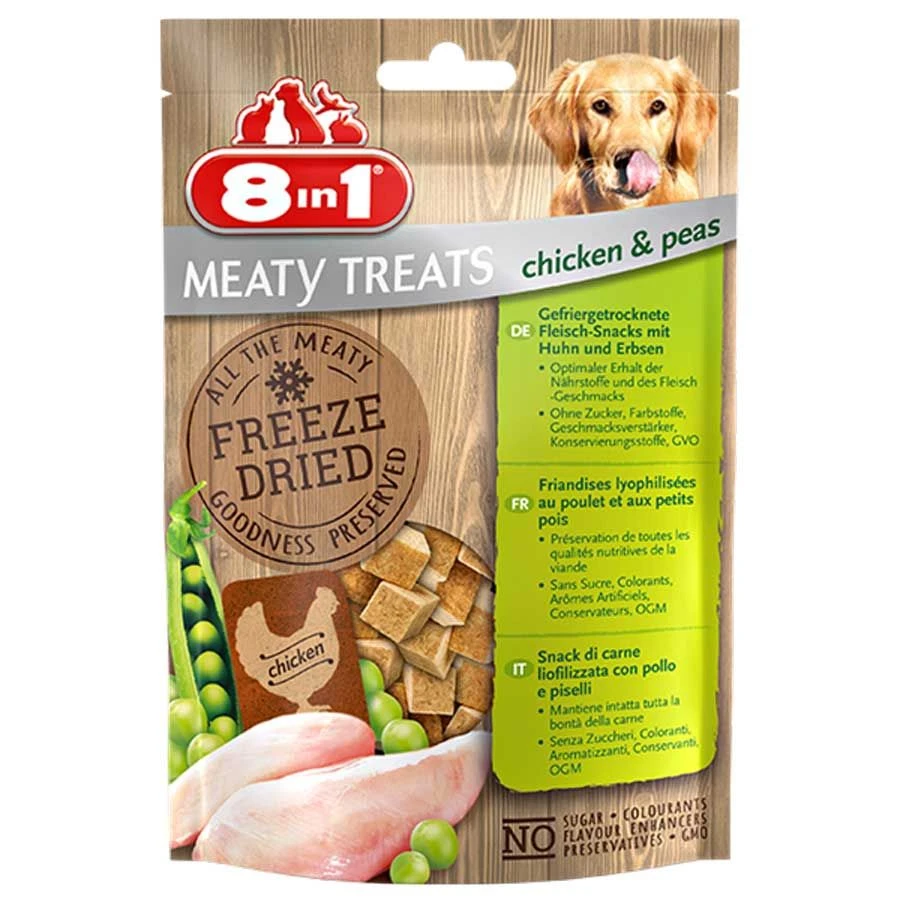 8in1 Freeze Dried Meaty Treats Au Poulet Et Aux Petits Pois Pour Chien 50 G 3 8in1 Freeze Dried Meaty Treats Au Poulet Et Aux Petits Pois Pour Chien 50 G