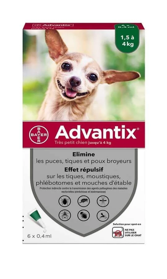 Advantix Très Petit Chien (1,5-4 Kg) - 6 Pipettes