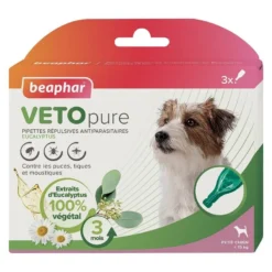 Beaphar VETOpure Pipettes Répulsives Antiparasitaires Chien -15 Kg X3